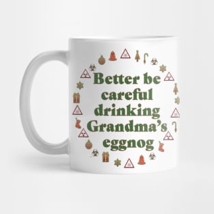 Grandma's Eggnog Warning (cross-stitch in clear) Mug